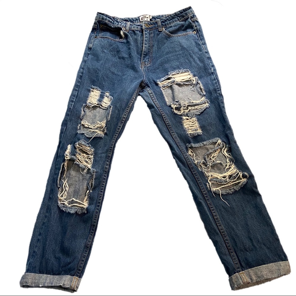 The Rockn Rev Boyfriend Distressed Blue Jeans